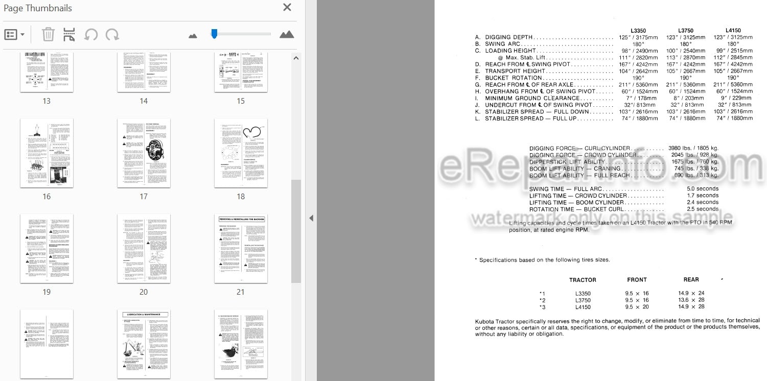 Photo 4 - Kubota 4540 Service Procedures And Parts List Backhoe