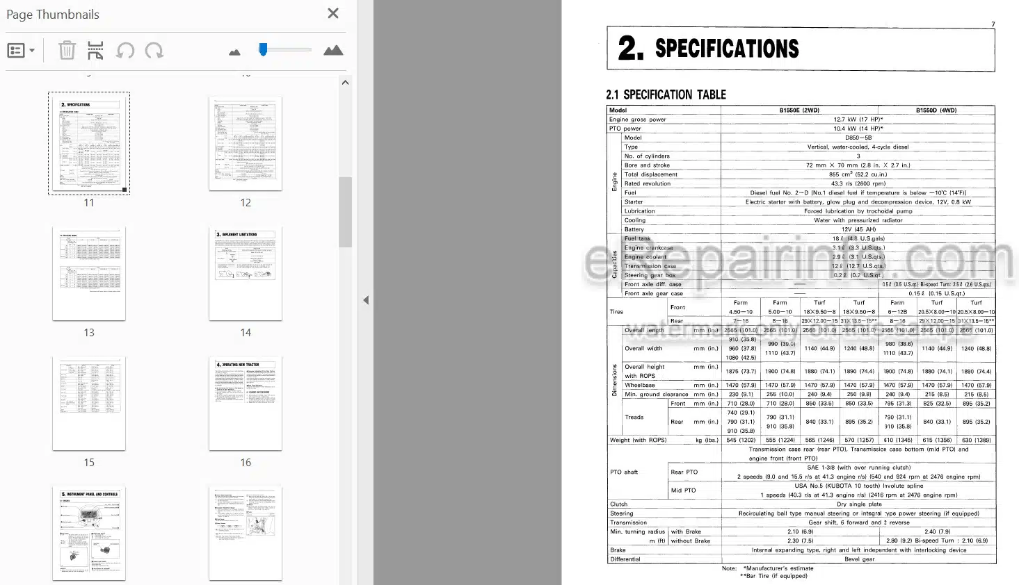 Photo 4 - Kubota B1550 B1750 Operators Manual Tractor 66416-6291-3