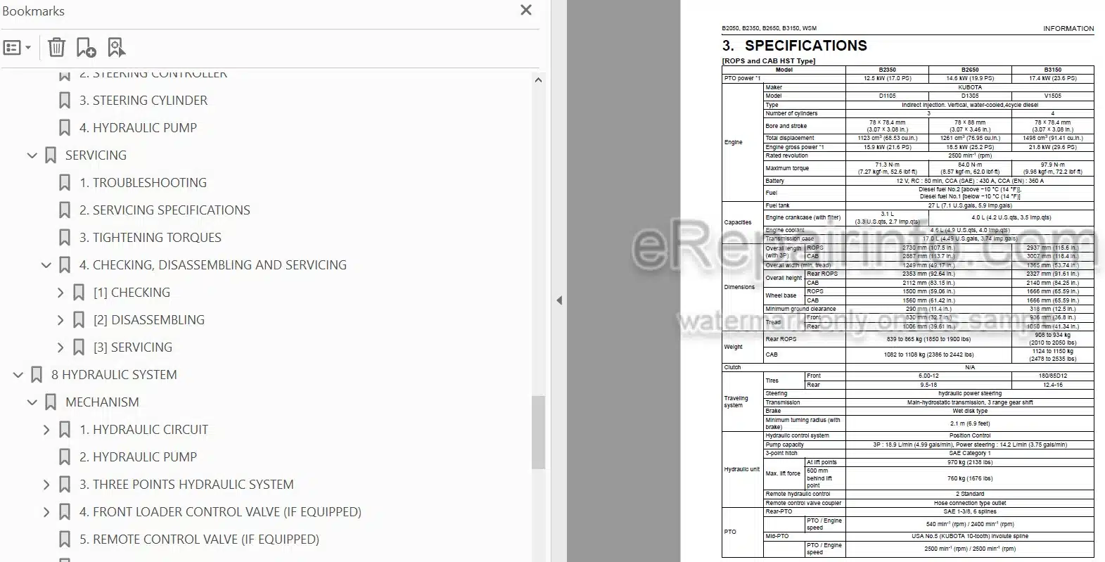 Photo 4 - Kubota B2050 B2350 B2650 B3150 Workshop Manual Tractor
