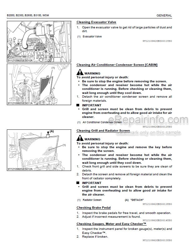 Photo 3 - Kubota B2050 B2350 B2650 B3150 Workshop Manual Tractor