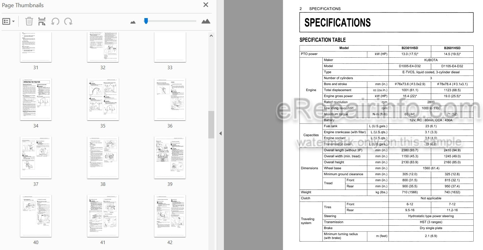 Photo 3 - Kubota B2301 B2601 Operators Manual Tractor 6C540-6311-1