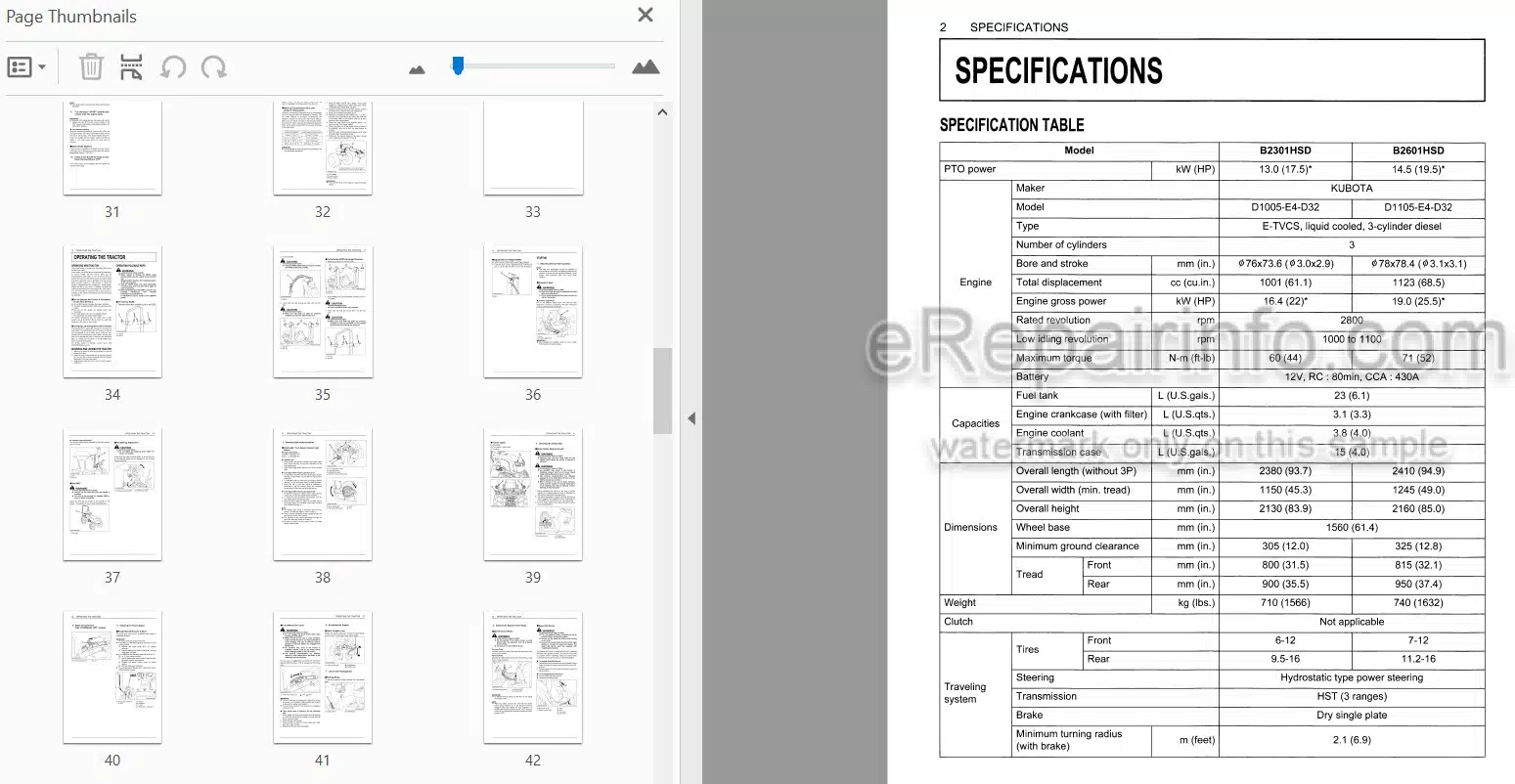 Photo 3 - Kubota B2301 B2601 Operators Manual Tractor 6C540-6311-1
