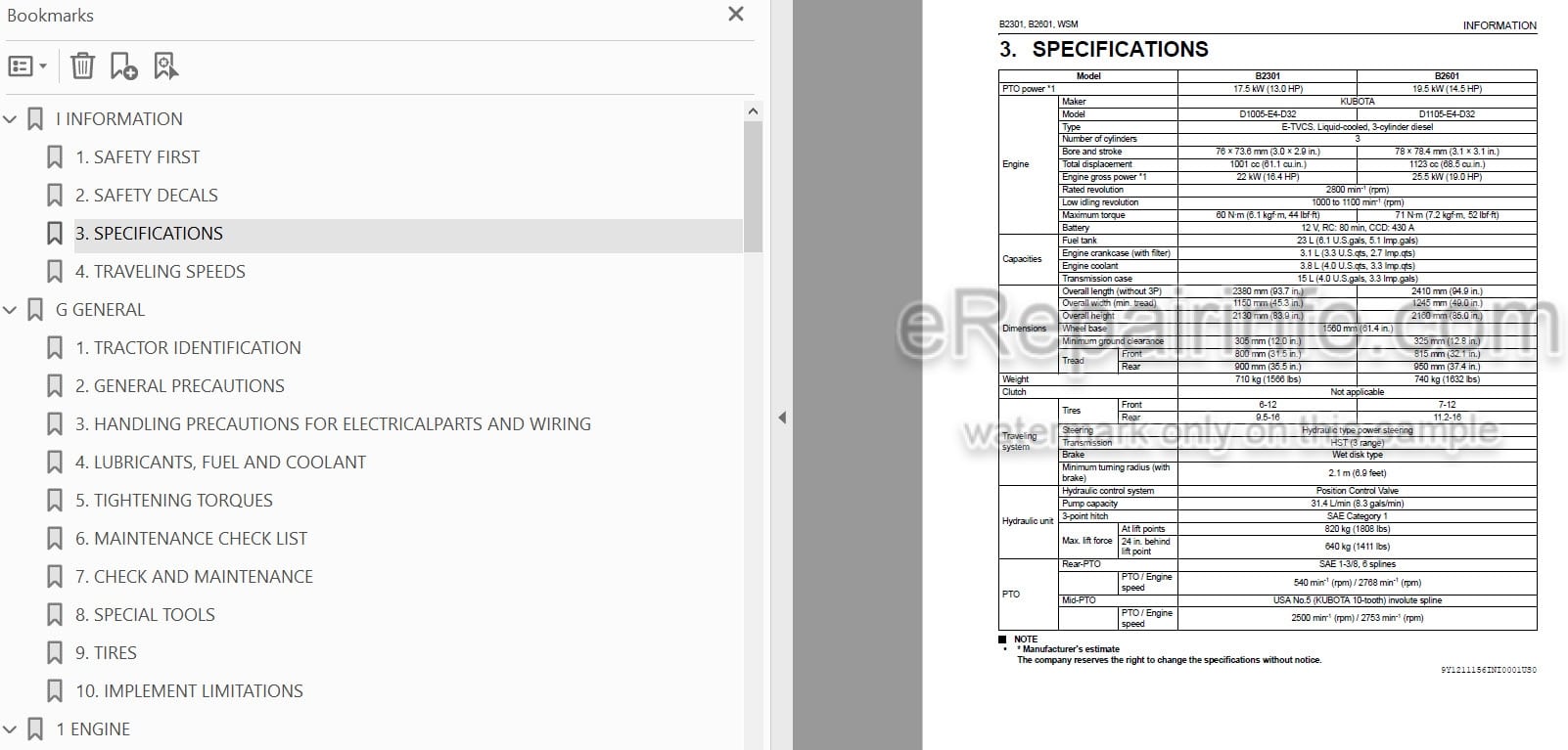 Photo 4 - Kubota B2301 B2601 Workshop Manual Tractor