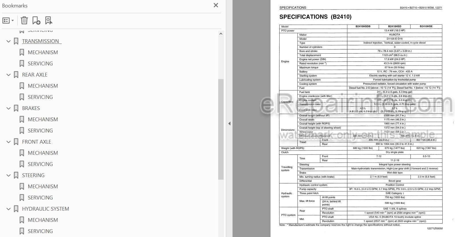 Photo 3 - Kubota B2410 B2710 B2910 Workshop Manual Tractor