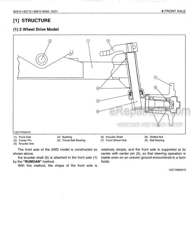 Photo 5 - Kubota B2410 B2710 B2910 Workshop Manual Tractor