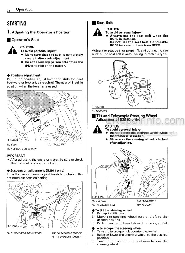 Photo 1 - Kubota B2710 B2910 B7800 Operators Manual Tractor