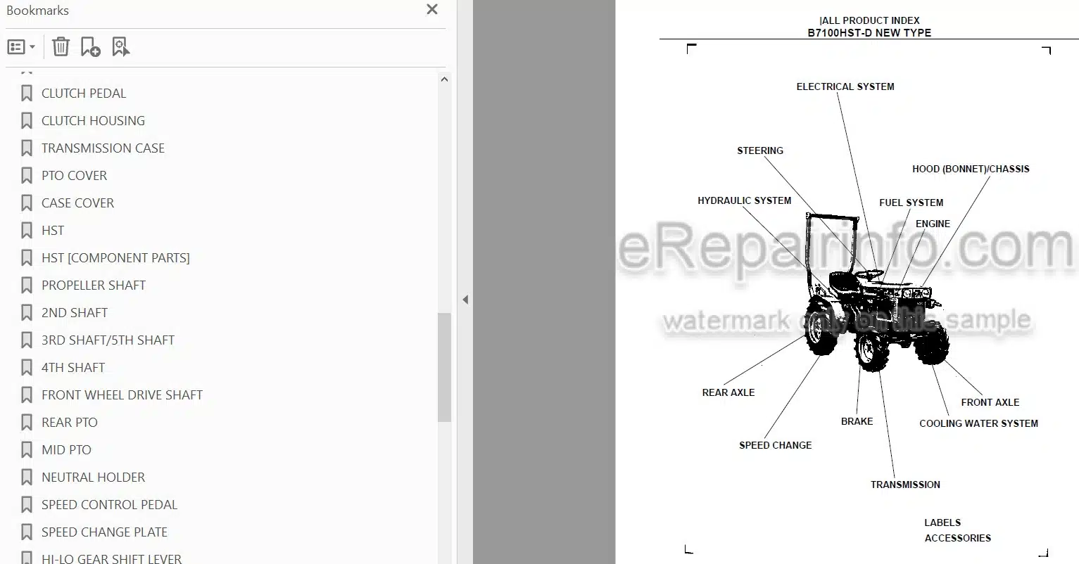 Photo 3 - Kubota B7100HST-D New Type Parts Book Tractor
