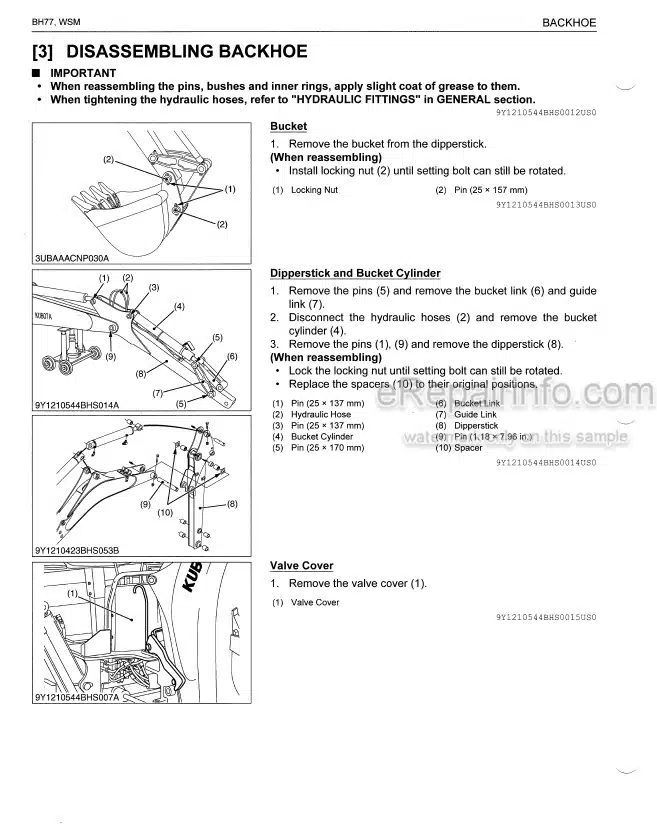 Photo 6 - Kubota BX23S To RCK60B Workshop Manual Tractor Front Loader Backhoe Mower