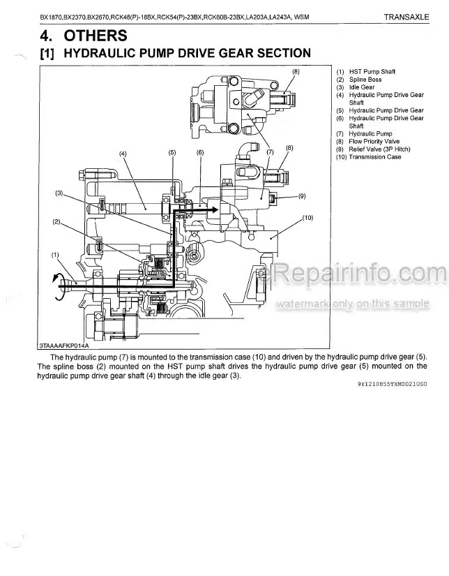 Photo 3 - Kubota BX1780 To LA243A Workshop Manual Tractor Mower Front Loader