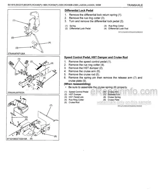 Photo 5 - Kubota BX1780 To LA243A Workshop Manual Tractor Mower Front Loader