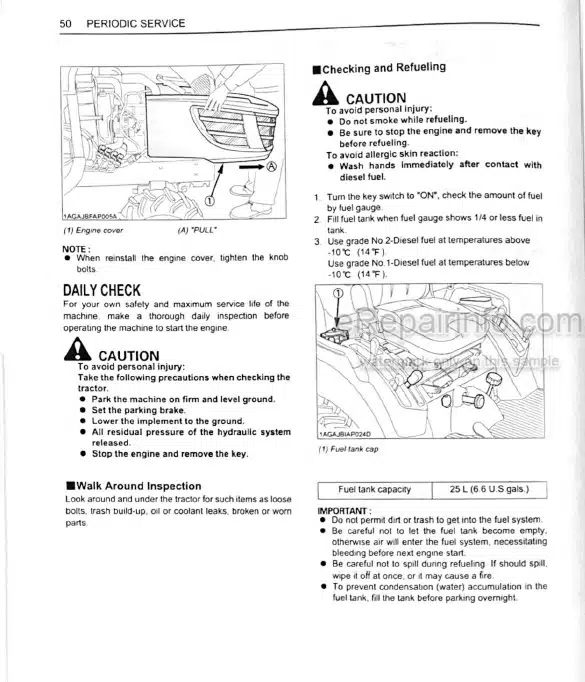 Photo 6 - Kubota BX1850 BX2350 Operators Manual Tractor K2581-7121-2