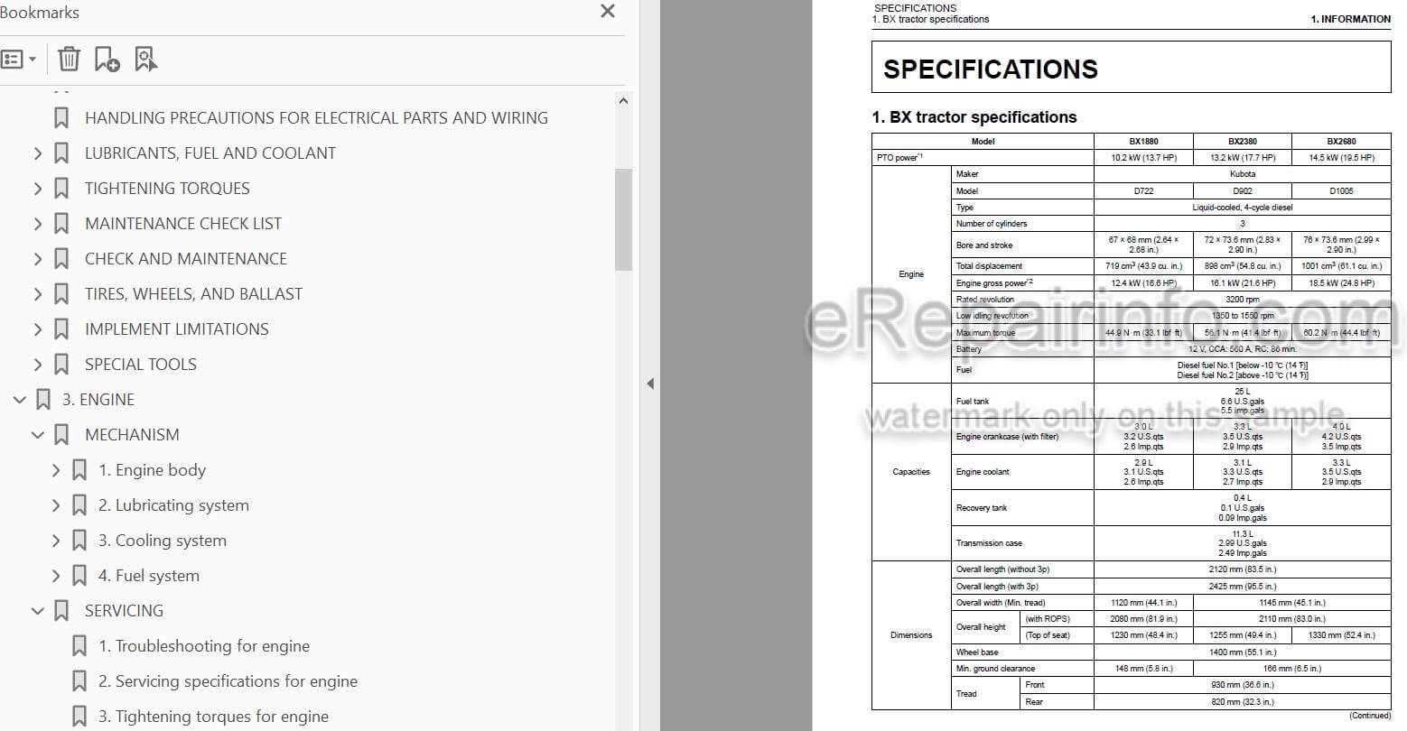 Photo 4 - Kubota BX1880 To RCK54D-26BX Workshop Manual Tractor Mower