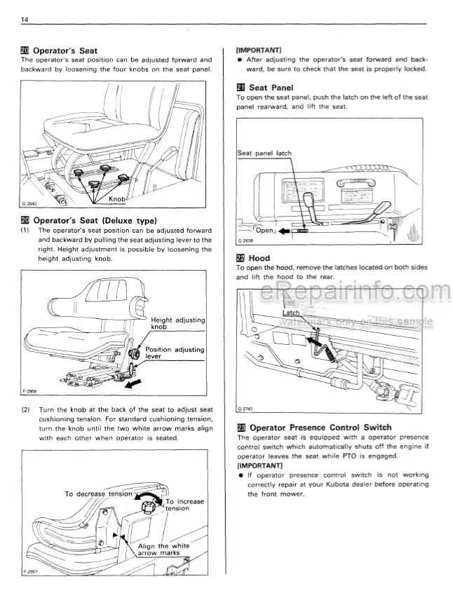 Photo 5 - Kubota G2500 G2505 Operators Manual Snowblower 70000-70228