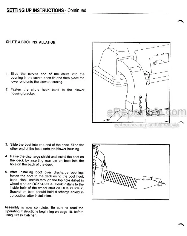 Photo 1 - Kubota GCK60-BX Operators Manual Grass Catcher 70050-95068