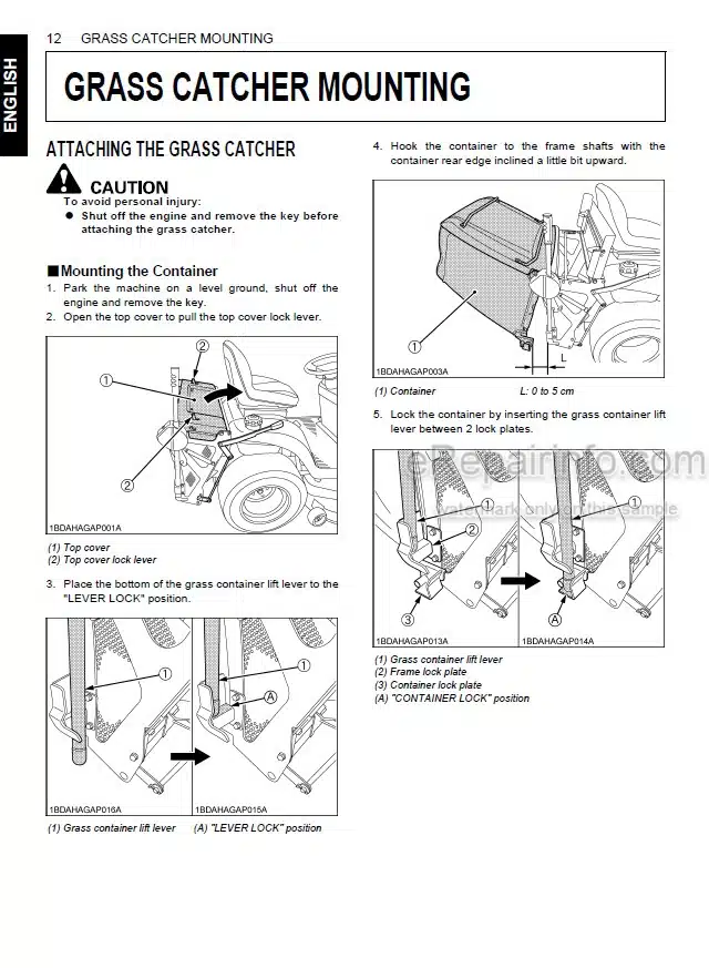 Photo 3 - Kubota GR1600-II GR2100-II Operators Manual Riding Mower K1254-7121-3