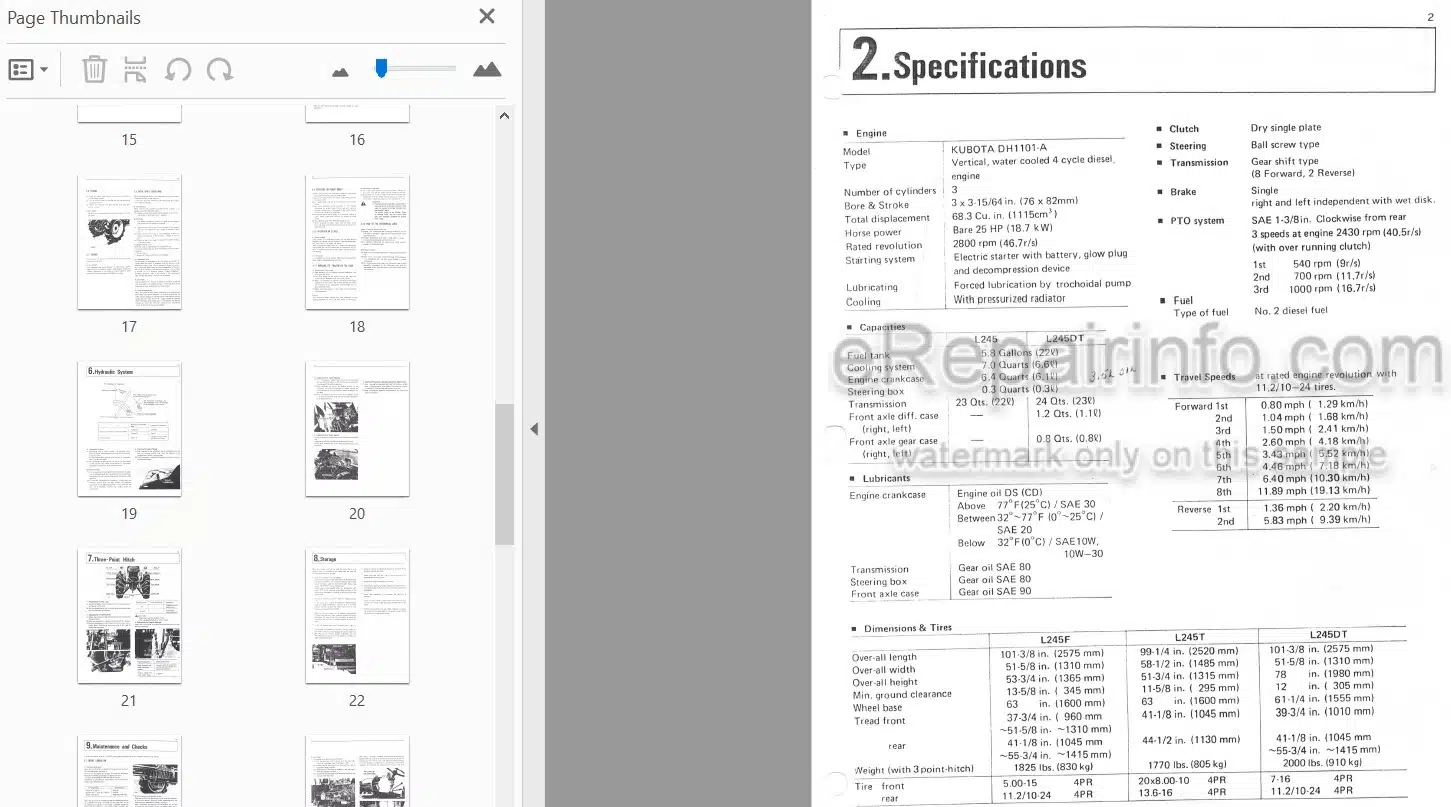 Photo 4 - Kubota L245 L245DT Operators Manual Tractor