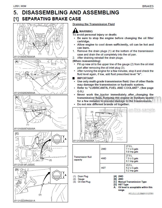 Photo 5 - Kubota L2501 Workshop Manual Tractor