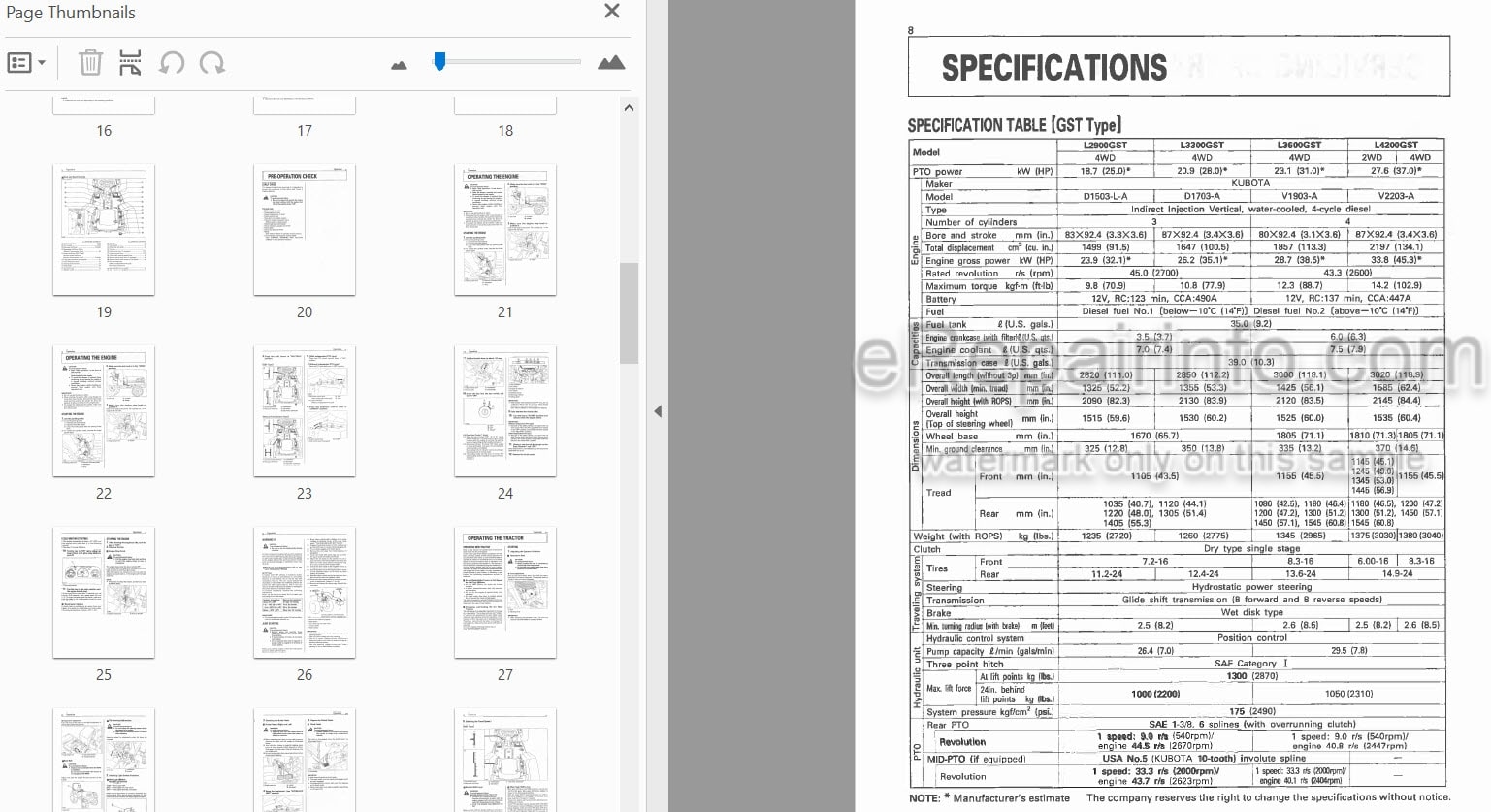 Photo 4 - Kubota L2900 L3300 L3600 L4200 Operators Manual Tractor TA040-1971-1