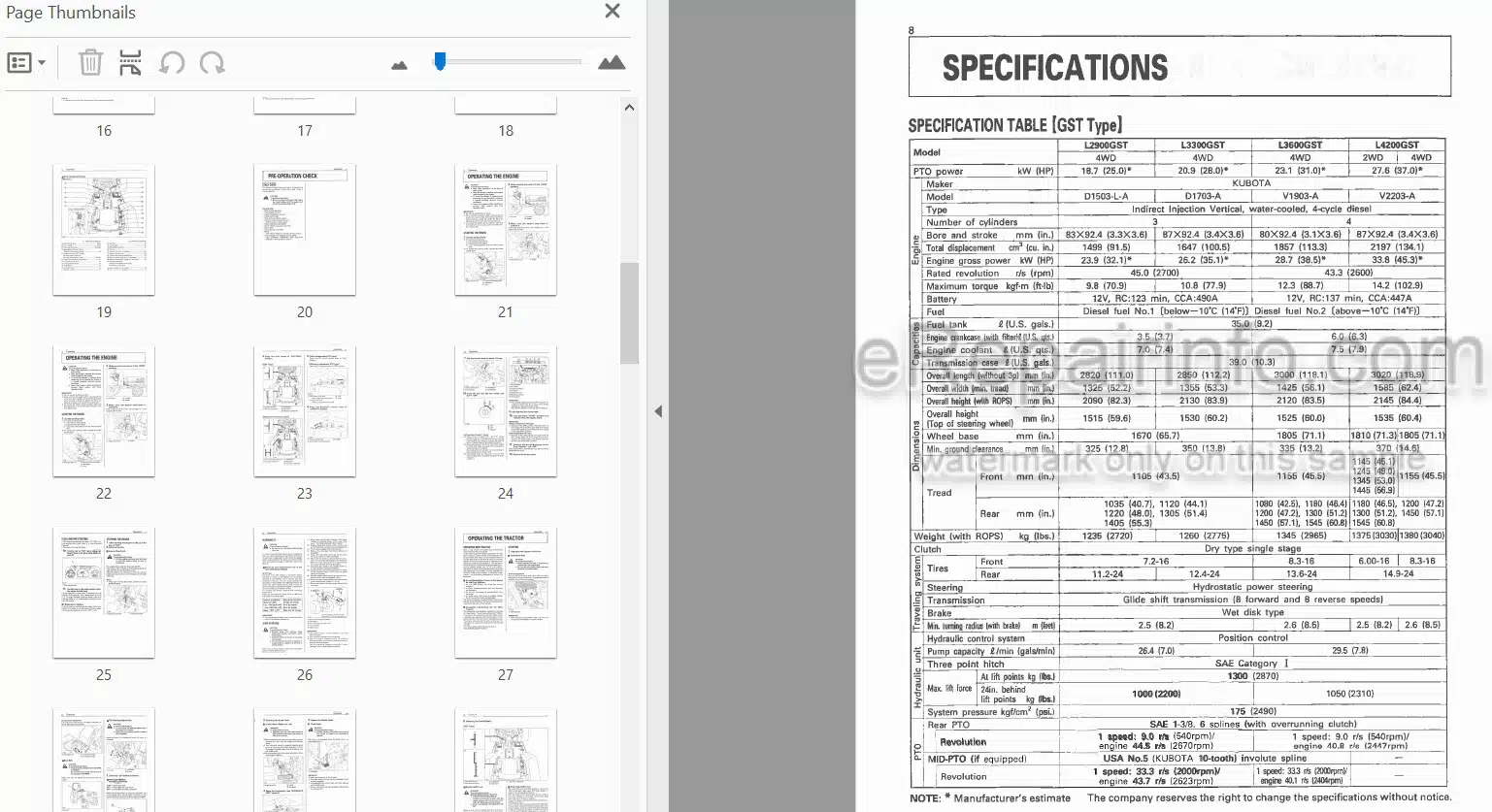 Photo 4 - Kubota L2900 L3300 L3600 L4200 Operators Manual Tractor TA040-1971-1