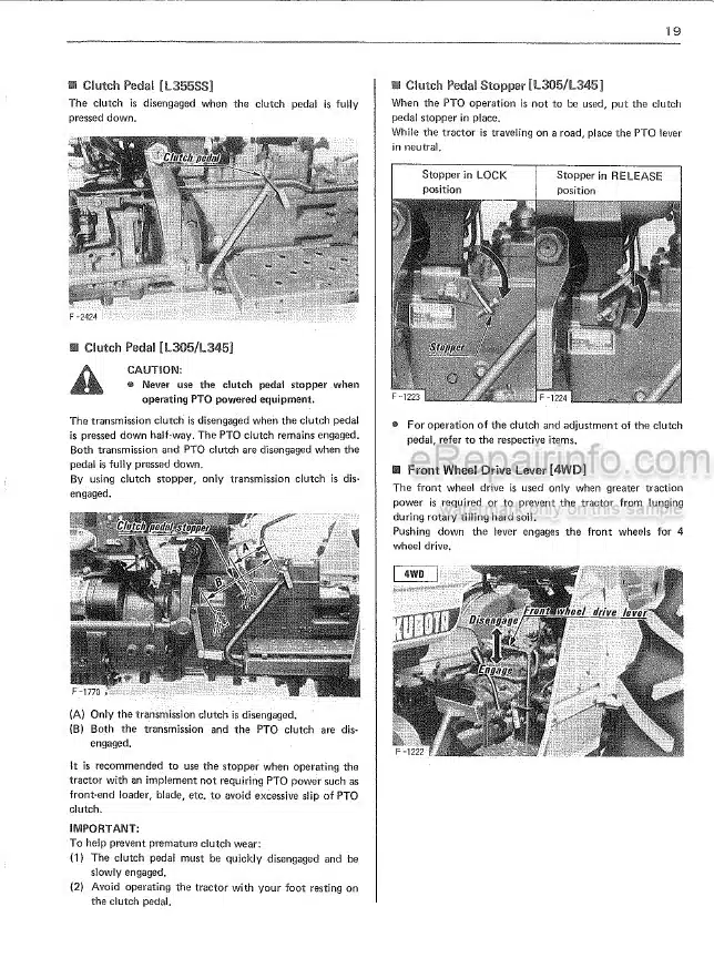 Photo 5 - Kubota L2250 L2550 L2850 L3250 Operators Manual Tractor 32430-1972-1