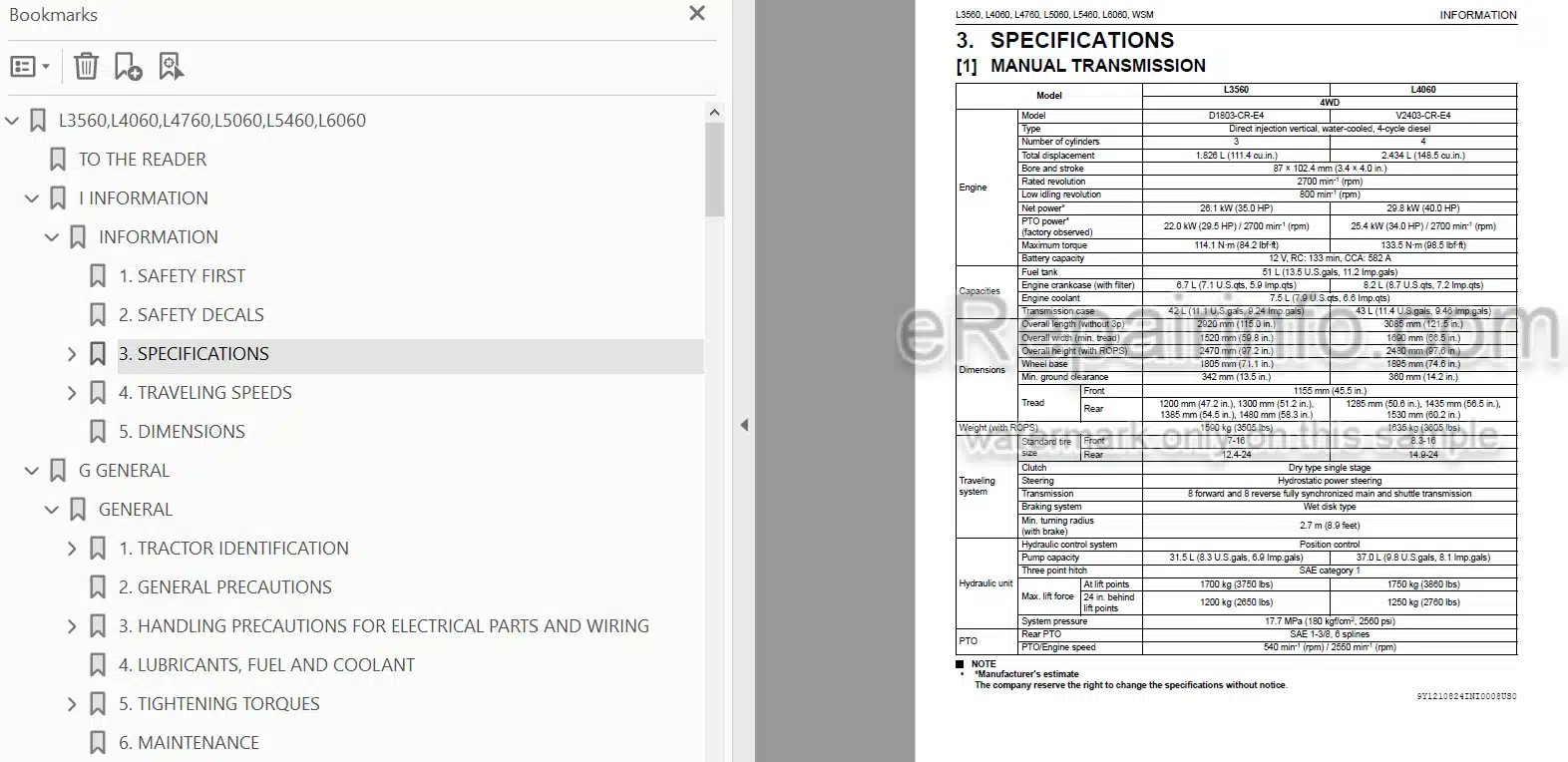 Photo 4 - Kubota L3560 L4060 L4760 L5060 L5460 L6060 Workshop Manual Tractor