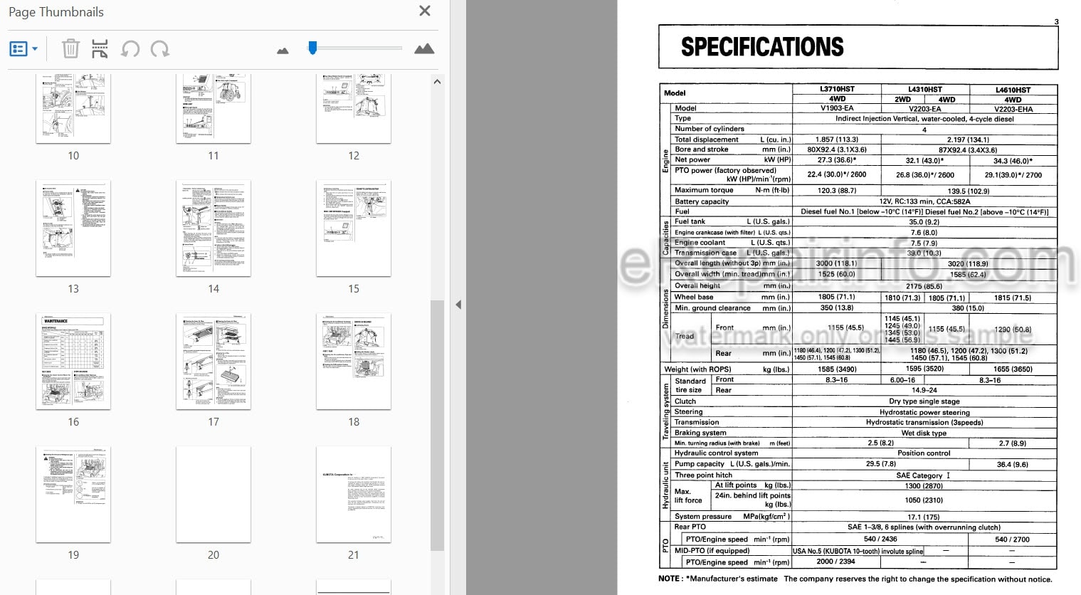 Photo 3 - Kubota L3710 L4310 L4610 Operators Manual Tractor TA140-75896