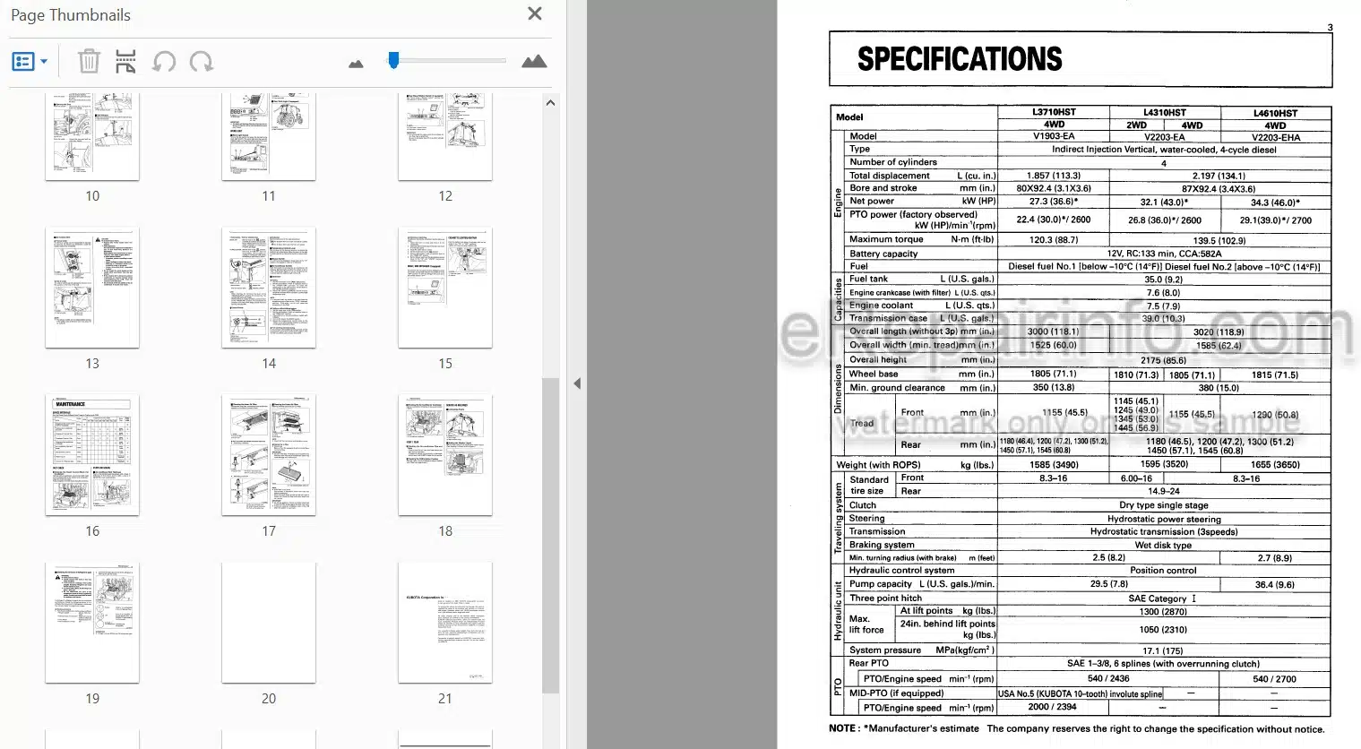 Photo 3 - Kubota L3710 L4310 L4610 Operators Manual Tractor TA140-75896