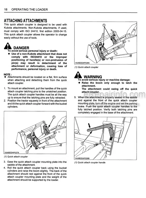 Photo 4 - Kubota LA272 LA302 LA352 LA402 Operators Manual Front Loader 7J043-6911-2