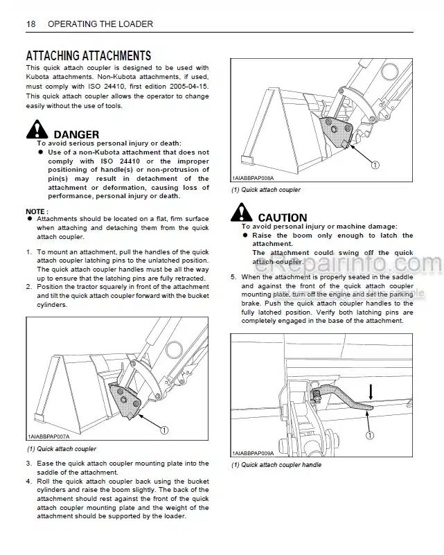 Photo 1 - Kubota LA463 Operators Manual Front Loader 7J244-6912-1