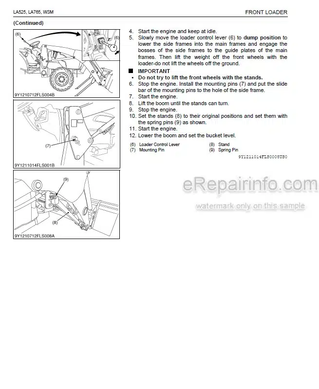 Photo 7 - Kubota LA525 LA765 Workshop Manual Front Loader