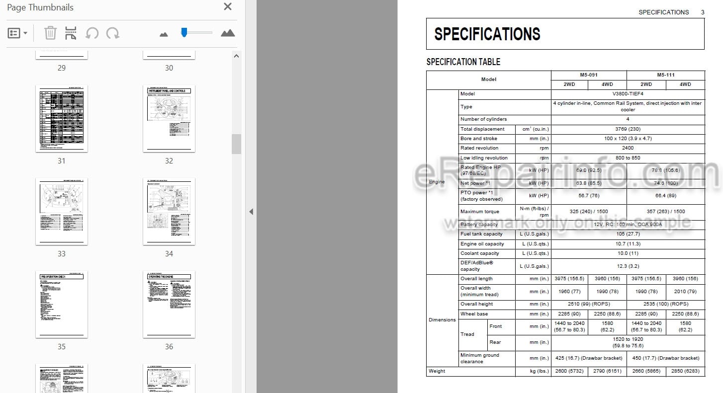 Photo 3 - Kubota M5-091 M5-111 Operators Manual Tractor 3B291-9971-2