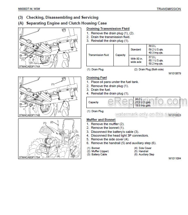 Photo 2 - Kubota M9000DT-M Workshop Manual Supplement Tractor