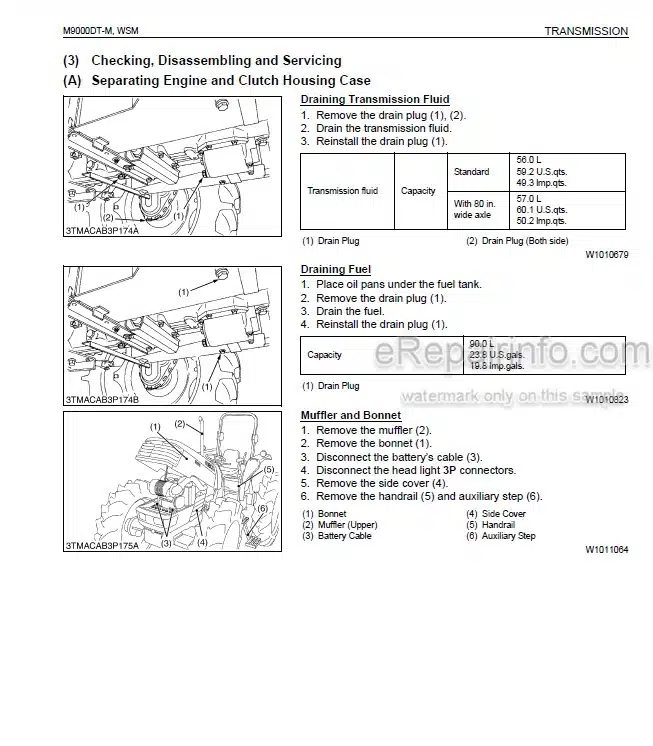 Photo 2 - Kubota M9000DT-M Workshop Manual Supplement Tractor