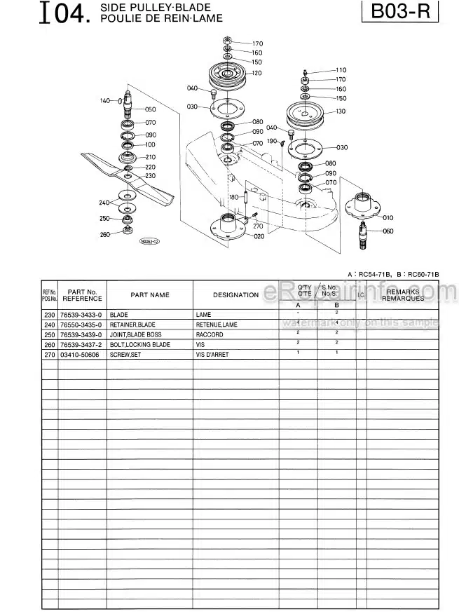 Photo 2 - Kubota RC54-71B RC60-71B Illustrated Parts List Rotary Mower 97898-30491