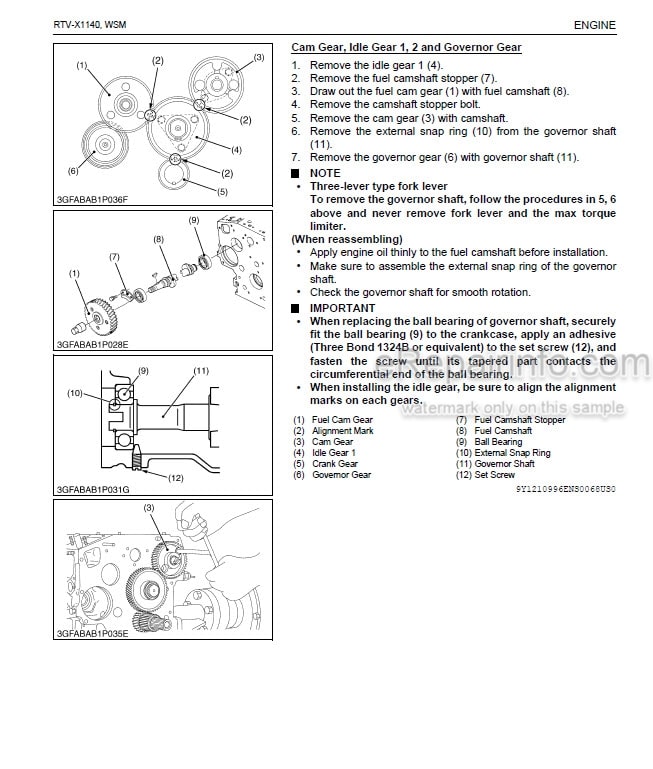 Photo 3 - Kubota RTV-X1140 Workshop Manual Utility Vehicle