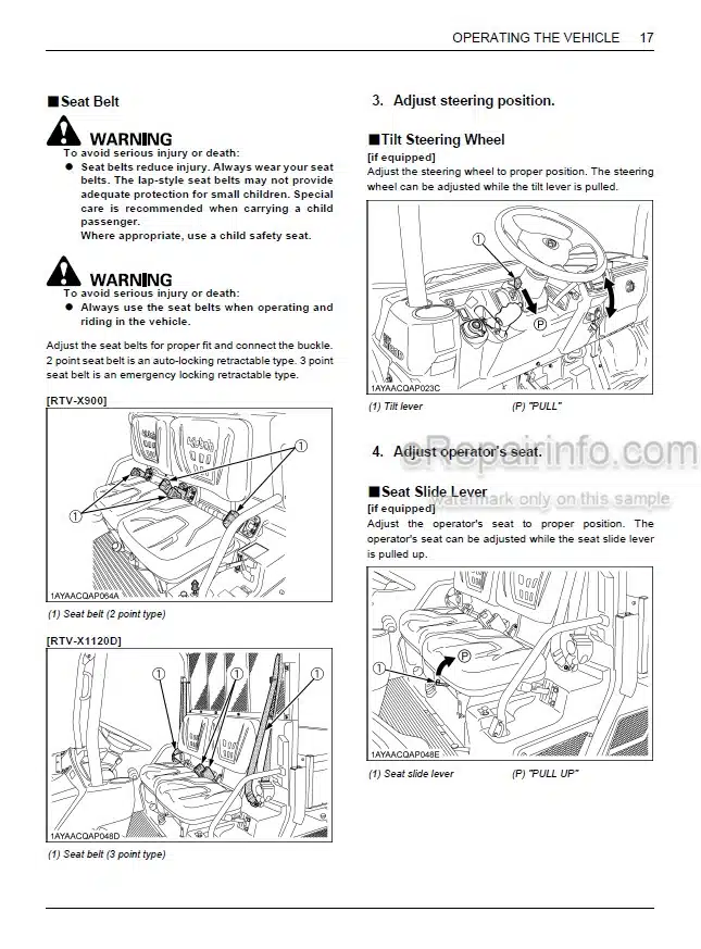 Photo 5 - Kubota RTV-X1140 Operators Manual Utility Vehicle K7621-7121-2