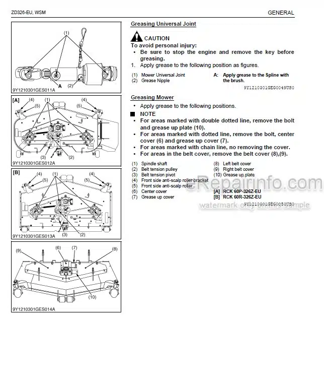 Photo 5 - Kubota ZD326-EU Workshop Manual Mower