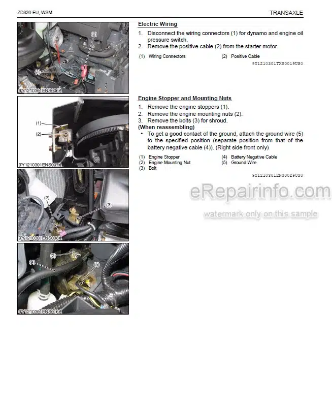 Photo 7 - Kubota ZD21N-EC ZD21-EC ZD28-EC Workshop Manual Zero Turn Mower