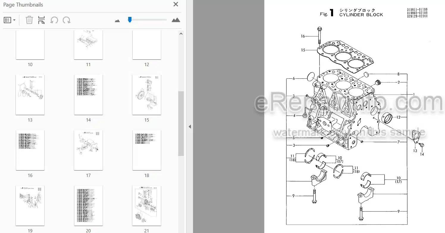 Photo 3 - Yanmar 3TNC78L-RKAH V2 Parts Catalog Engine Y00B4192