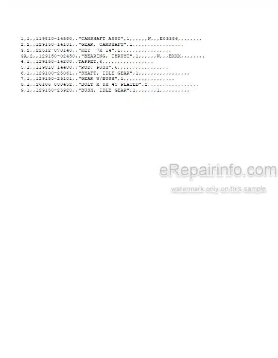 Photo 4 - Yanmar 3TNC78L-RKAH V2 Parts Catalog Engine Y00B4192