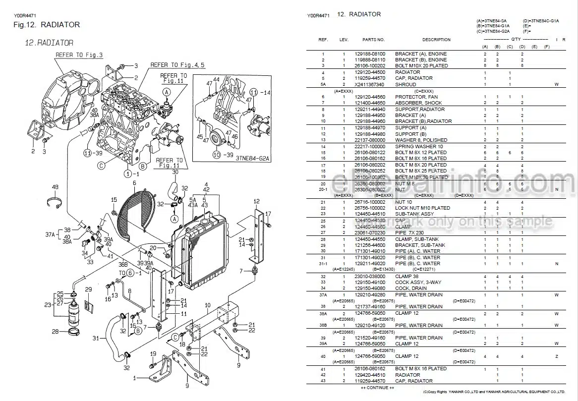 Photo 8 - Yanmar 3TNE84-SA 3TNE84-G1A 3TNE84-G2A 3TNE84-G1A Parts Catalog Engine Y00R4471