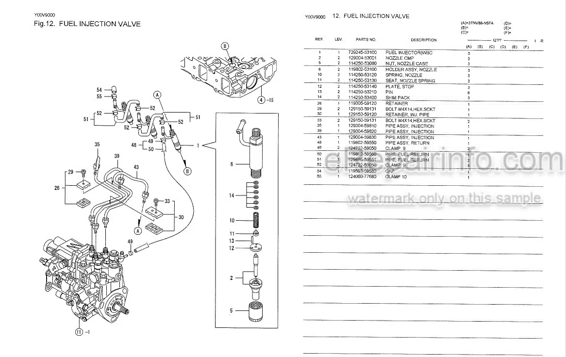 Photo 5 - Yanmar 3TNV88-XBV Parts Catalog Engine Y00B7200