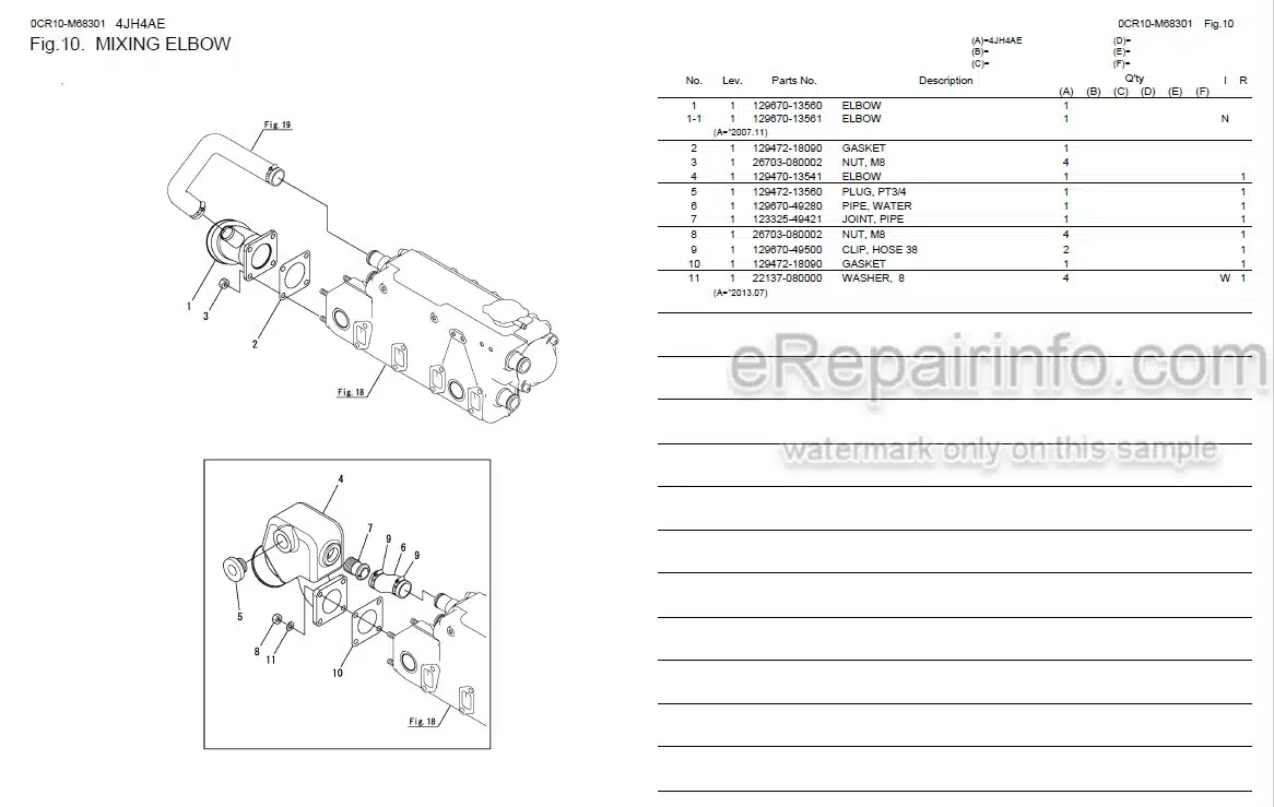 Photo 1 - Yanmar 4JH4AE Parts Catalog Engine 0CR10-M68301