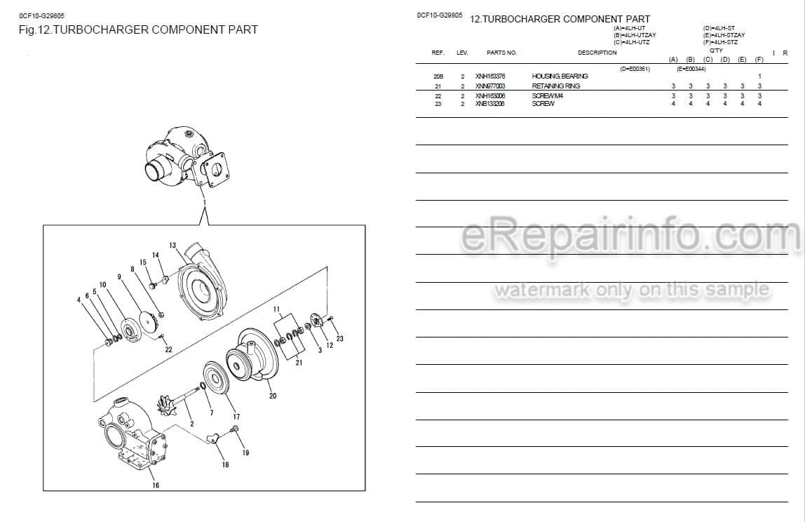 Photo 4 - Yanmar 4LH-UT To 4LH-STZ Parts Catalog Engine 0CF10-G29805