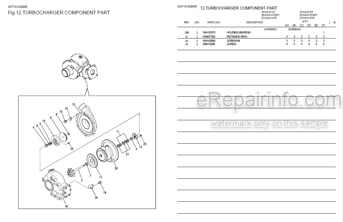 Photo 4 - Yanmar 4LH-UT To 4LH-STZ Parts Catalog Engine 0CF10-G29805