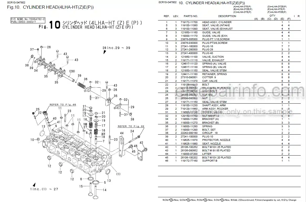 Photo 1 - Yanmar 4LHA-STE 4LHA-STZE Parts Catalog Engine 0CR10-G47802