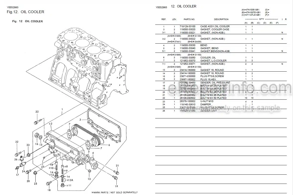 Photo 3 - Yanmar 4TN100E-GB1 4TN100TE-GB1 4T112TLE-GB1 Parts Catalog Engine Y00S2993