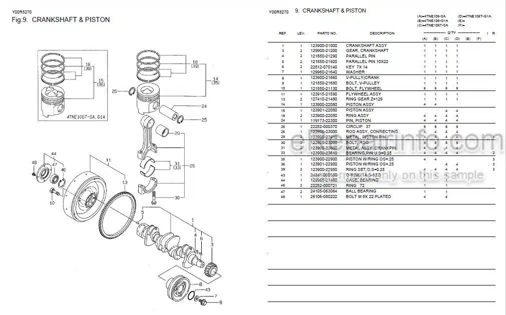 Photo 6 - Yanmar 4TNE98-SA 4TNE98-G1A Parts Catalog Engine Y00R4580