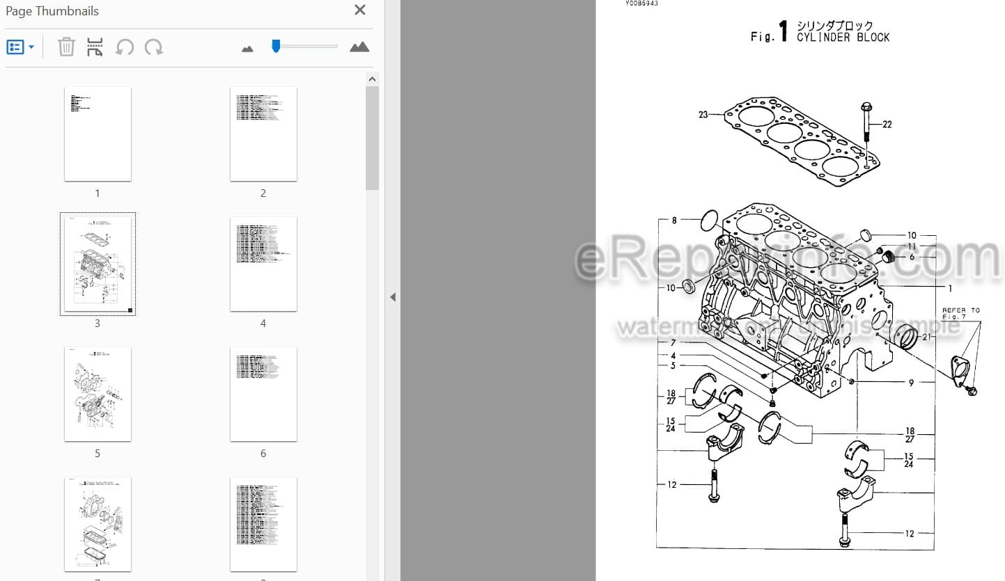 Photo 3 - Yanmar 4TNE88-BVA 4TNE88-EBVA Parts Catalog Engine Y00B5943