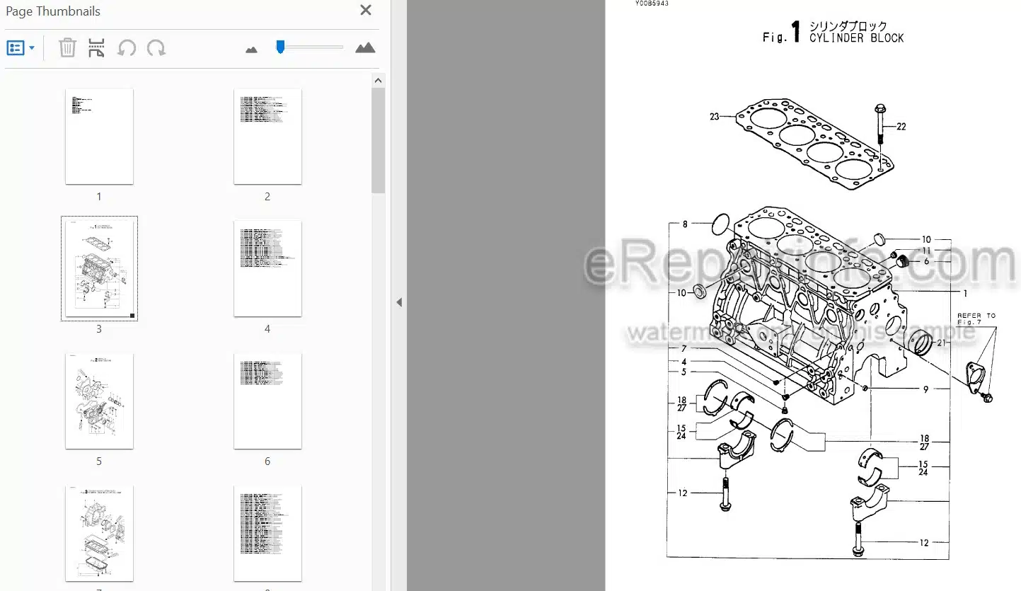 Photo 3 - Yanmar 4TNE88-BVA 4TNE88-EBVA Parts Catalog Engine Y00B5943